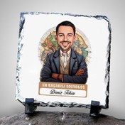 Resim Karikatürlü En İyi Erkek Sosyolog Dekoratif Taş 