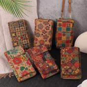 Resim Bohemian Floral Pattern Cüzdan, Retro Vegan Deri Bozuk Para Cüzdanı, Kadınların Crossbody Cep Telefonu Çantası 