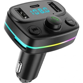Resim Erdineks Rgb Fm Transmitter Bluetooth V5.0 Bağlatısı Sd Kart Flash Bellek Destekli Type-C USB Şarj Girişi 