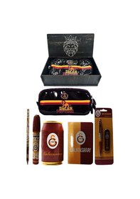 Resim Galatasaray Orjinal Lisanslı Kırmızı Kutu Kalemtraş Ahşap Kutulu 6'lı Kırtasiye Seti Kırmızı - Siyah 
