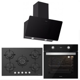Resim Silverline BO6504B01 - CS5365B01 - 3457 Soho 60 Siyah Cam Ankastre Set 