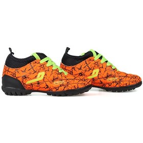 Resim Erkek Çocuk Turuncu Çoraplı Halı Saha Ayakkabı - Bağcıklı, Rahat Konforlu Ve Dayanıklı Futbol Ayakkabısı Turuncu 