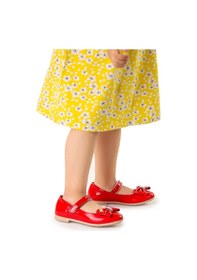 Resim Kiko Kids Cırtlı Fiyonklu Kız Çocuk Babet Ayakkabı Ege 201 Rugan Kırmızı 001 
