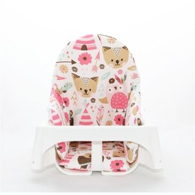 Resim Dear Deer Love Pembe Hayvan Desenli Mama Sandalyesi Minderi 