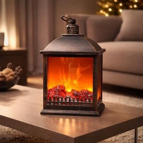 Resim Dekoratif LED Yapay Şömine – Alev Efektli Işıklı Şömine Lambası – USB ve Pilli – Masa ve Salon Dekoru – 40 cm 