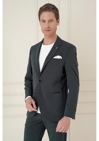 Resim Efor Slim Fit Torba Cep Esnek Spandex Karışımlı Düz Nefti Blazer Ceket C 696 Nefti 