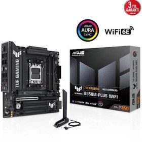 Resim TUF GAMING B850M-PLUS WIFI, 4xDDR5, 3x M.2, HDMI, DP, Type-C, Wi-Fi 6E, Bluetooth v5.3, AMD Ryzen 9000 Serisi, AM5 Soket Anakart 