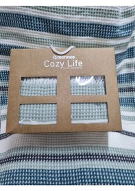 Resim Merinos Cozy Life Pamuklu Skoç Battaniye 130 X170 Cunda Yeşil 