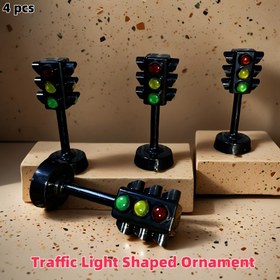 Resim [2D Düz] 4 adet Şık Minyatür Kırmızı ve Yeşil Trafik Lambası Süsleri - Elektrik Gerektirmez, Ev Dekoru ve Hediye için Mükemmel 