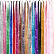 Resim Parıltılı Saç Tinsel Isıya Dayanıklı, Çok Renkli Renkler 121.92 cm Glitter Peri Saç Aksesuarları, Noel Yeni Yıl Halloween veya Cosplay Partisi için Mükemmel Kadınlar için Saç Aksesuarları 