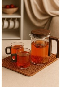 Resim Borosilikat Cam Sihirli Demlik 720 Ml Isıya Dayanıklı 2 Bardaklı Bitki Çayı Demleme Seti Çok Renkli 