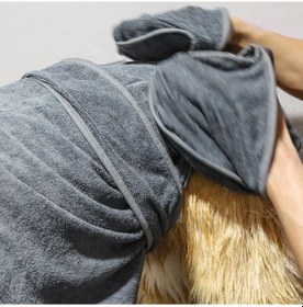 Resim Vkemall Köpekler İçin Giydirilebilir Banyo Havlusu - Yüksek Emici Hızlı Kuruyan - Orta Ve Büyük Irklar - Gri - M Pd60064 