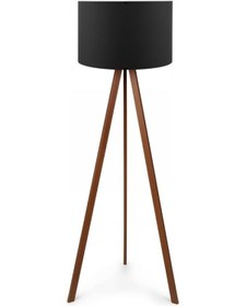 Resim Pratik Ahşap Üç Ayaklı Lambader Siyah Kumaş Başlık Siyah 