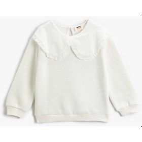 Resim Koton Geniş Bebe Yaka Sweat Uzun Kollu Ekru 3wkg10478ak 3WKG10478AK010 Ekru 