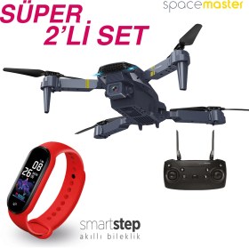 Resim Corby SD03 Katlanabilir 720P Kameralı Smart Drone + PSSW09 Akıllı Bileklik Kırmızı 