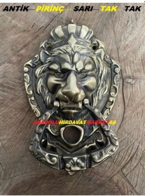 Resim Aslan Figürlü Antik Pirinç Kapi Tak Tak Ahşap Kapi Tokmagi 
