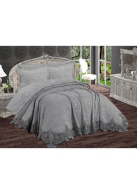 Resim Boğaziçi 6 Parça Şönil Nakışlı Pike Takımı Gri Gri 