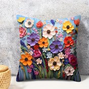 Resim 1 adet Canlı Çiçek Atma Yastık Kılıfı - 2D Düz Baskı, Yağlı Boya Pigment Etkisi, Fermuar Kapatma, 44.96x44.96cm - Sanatsal Ev & Ofis Dekoru, Oturma Odası & Balkon Acenti, Polyester, Makinede Yıkanabilir, Dekoratif Yastık 