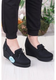 Resim Fort King Jennifer Rahat Hafif Anatomic Insole Taban Dolgu Topuk Kadın Ayakkabı Siyah 