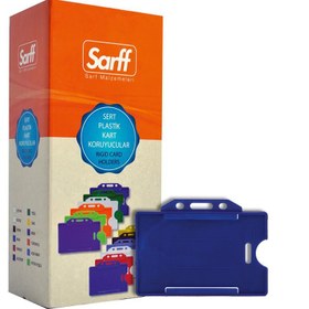 Resim Sarff Lacivert Sert Plastik Yaka Kartı Kabı - 50’li Paket (Yatay Tip) 