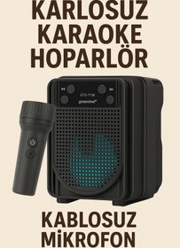Resim Zineets Işıklı Yüksek Ses Party Box Bluetooth Hoparlör Taşınabilir Şarjlı Ses Sistemi Kablosuz Karaoke Mic 