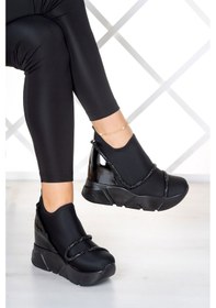 Resim Erkan Saçmacı Barbara Siyah Streç Gizli Dolgu Günlük Ayakkabı 