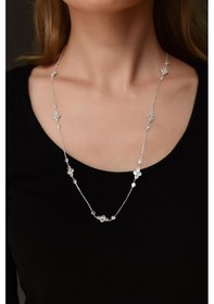 Resim Papatya Silver 925 Ayar Gümüş Rodyum Kaplama Taşlı Tasarım Kolye Küpe Set 