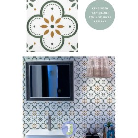 Resim Technojet Kendinden Yapışkanlı Karo Pvc Mutfak Banyo Tezgah Kaplama Sticker 6ADET 20CM×20CM 