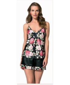 Resim Secret Moda Moongril Çiçek Desenli Şort Takım Gri 
