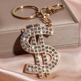 Resim 1 adet Parıldayan Rhinestone Dolar İşareti Anahtarlık - Zarif Altın Tonlu Metal Araba Anahtar Fobu, "Dolar" Oyması ile, Kadınlar için Mükemmel Hediye, Sevgililer Günü Aksesuarı, Anahtarlık Aksesuarı | Parıldayan Anahtarlık | Dayanıklı Anahtarlık 
