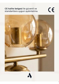 Resim Trivon Üçlü Cam Aplik Beyaz & Bal Renk Seçenekli, Gold Metal Gövde Modern Duvar Aydınlatma Bal 
