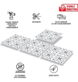 Resim Kendinden Yapışkanlı Geometrik 034 Desenli Pvc Karo 30X30 cm (33 Adet) 3m2 