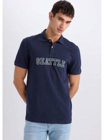 Resim DeFacto Regular Fit Polo Yaka Baskılı Nakışlı Kısa Kollu Tişört D7667AX25SPNV135 