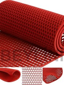 Resim Beylini Bal Petek Pvc Paspas Islak Zeminlerde Kaydırmaz Iç Dış Mekan Banyo Duş Lavabo Havuz Kenarı Halısı (Kırmızı, 90 x 900) 