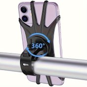 Resim 360° Dönebilen PE Bisiklet Telefon Tutucu, Ayarlanabilir Silikon Motosiklet Gidona Tutucu, 10.16cm-17.02cm Akıllı Telefonlarla Uyumlu Evrensel Bisiklet Aksesuarı, Kaymaz Dayanıklı Kauçuk Kavrama 