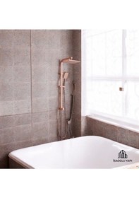 Resim İsaoğlu Yapı Bronz Duş Seti Bakır Banyo Bataryası Dahil Kare Premium Yağmurlama Başlık Bakır 