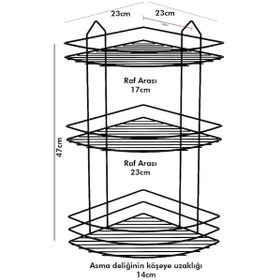 Resim Banyo Aksesuar Seti 4 Lü SİYAH , Ömür Boyu Paslanmaz Köşelik Duş Rafı Şampuanlık SİYAH EK-03 
