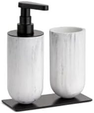 Resim System Diş Fırçalığı/Sıvı Sabunluk Mermer Deseni/Siyah Renk 206X89X170 Mm 