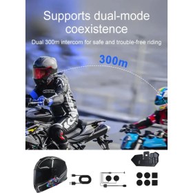 Resim Prepare 300 Mt Intercom 2 Eşleşmeli Kask Kulaklık Y-20MX Su Geçirmez Bluetooth Motosiklet Intercom Kulaklık 