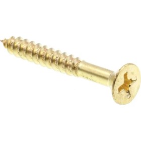 Resim Aesco 9035717 Ahşap Vida, Düz Başlı Phillips, 10 x 1-1/2 Inç, Masif Pirinç, 100'LÜ Paket 