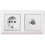 Resim STOREMAX Visage Beyaz 2'li Set Topraklı Priz ve F Konnektör Uydu Priz Set 1185222 