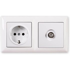Resim STOREMAX Visage Beyaz 2'li Set Topraklı Priz ve F Konnektör Uydu Priz Set 1185222 