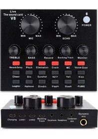 Resim Kosona V8 Bluetooth Canlı Yayın Ses Kartı - 112 Elektroakustik, 18 Ses Efekti, 6 Mod, Reverb Ve Mikrofon Seviye Ayarı, Çoklu Bağlantı Seçeneği Diğer 