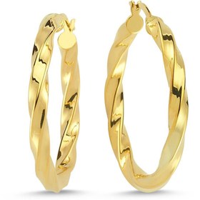 Resim YORO GÜMÜŞ Gümüş 37 Mm Altınyaldızlı Burgu Halka Küpe 