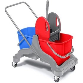 Resim Safell Çift Kovalı Temizlik Arabası - Presli Paspas Arabası 25 Lt 