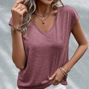 Resim Avrupa ve Amerika Kadınların Renkli Esnek Düz Renk T-Shirt/A45 