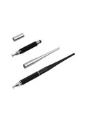 Resim Dianziye 2'li Metal Kapasitif Kalem: İki Uçlu El Örtüsü+süksesi , Hassas Yazı-çizim, Ek 2 Ersatz Uç, Siyah+gümüş 