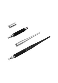 Resim Dianziye 2'li Metal Kapasitif Kalem: İki Uçlu El Örtüsü+süksesi , Hassas Yazı-çizim, Ek 2 Ersatz Uç, Siyah+gümüş 