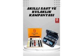 Resim Pileli Store Yeni Model Akıllı Saat ve Kulaklık Kampanyası Nabızz Ölçer Bluetooth Bağlantılı Uzun Pil Ömrü 