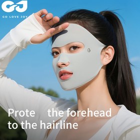 Resim 1 adet GOLOVEJOY Tam Yüz Güneş Koruma Maskesi - Nefes Alabilen Buz Sliky Fiber Kumaş, Koşu, Açık Hava Sporları, Seyahat için Hafif ve Serinletici - Unisex Yaz Başörtüsü, Ayarlanabilir Askılar, Gri, Spor Başlığı, Şık Tasarım, Rahat Uyum, Pilsiz 